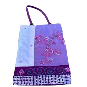 Vintage English Eccentrics silk and sequin bag in pinks, purples & magenta. NEW